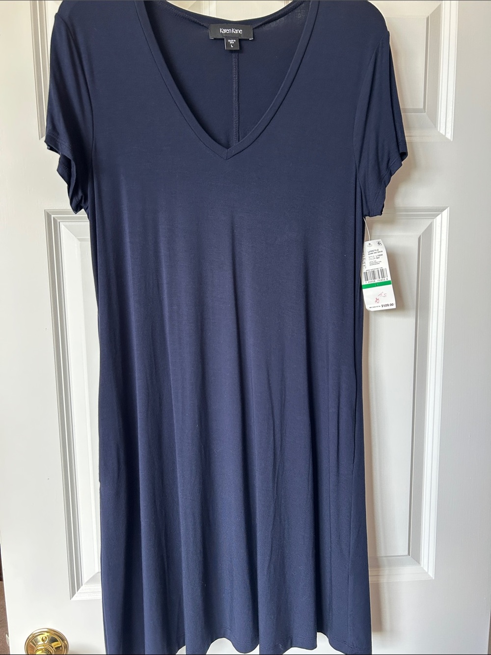 Karen Kane Navy V-Neck Short Sleeve Tunic